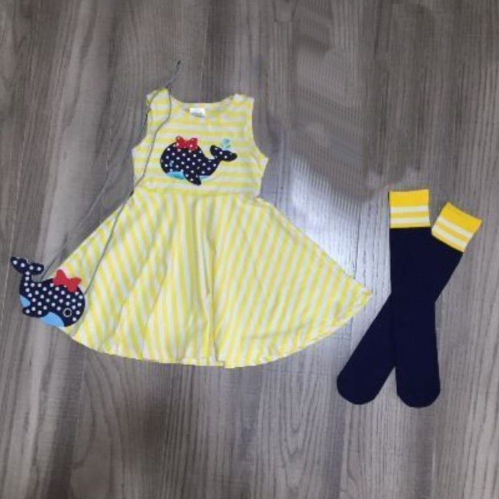 Whale Dress Socks & Purse Girls Outfit Set